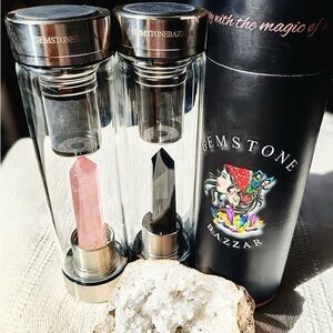 Crystal Infuser Water Bottle Set - Pink and Black